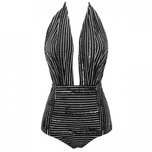 Retro One Piece Backless Swimsuit High Waisted